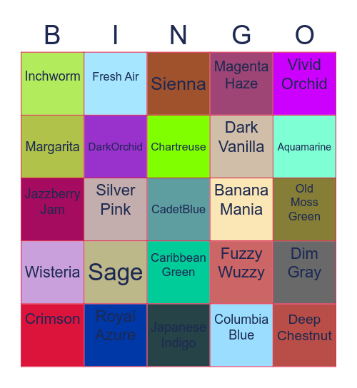 Holi Bingo!!! Bingo Card
