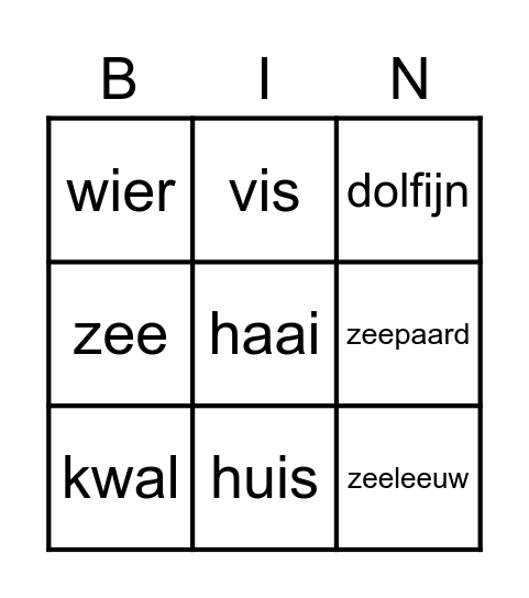 woordenrugzak 2 Bingo Card