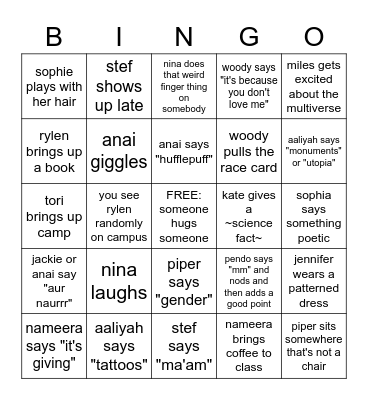 360 Love <333 Bingo Card