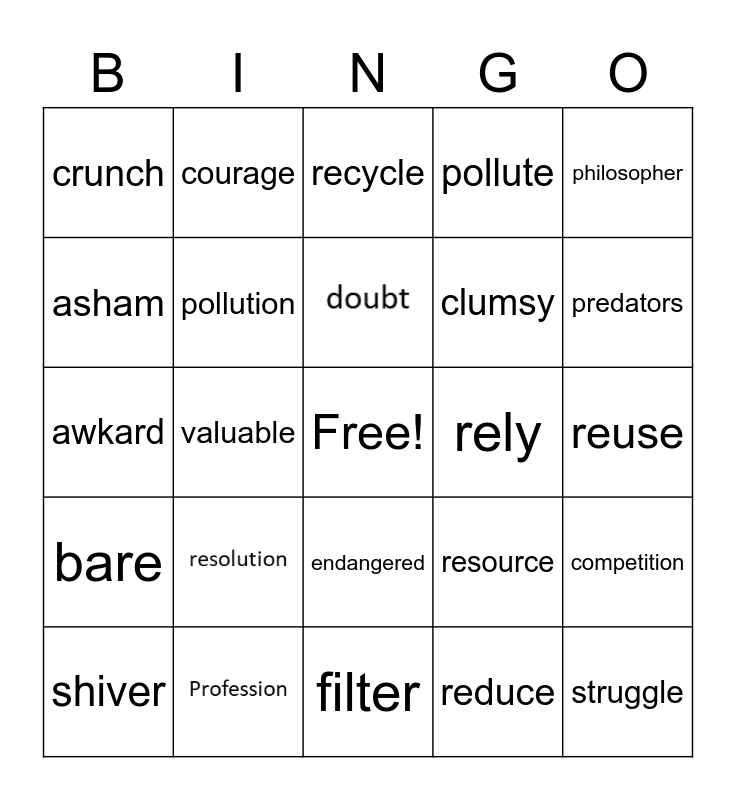 Review Unit 4 Bingo Card