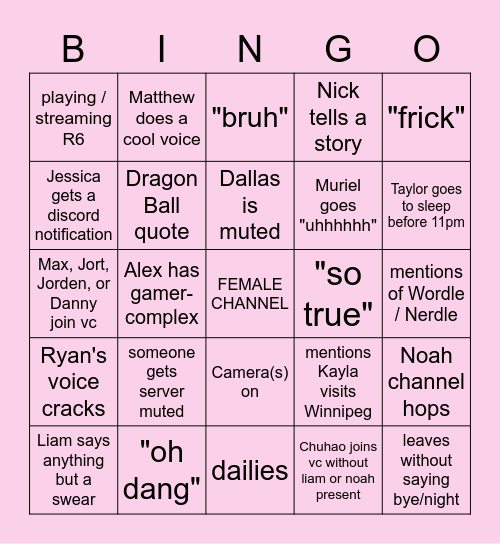Man Bingo 2 Bingo Card