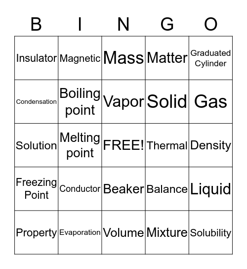 Matter Bingo Card