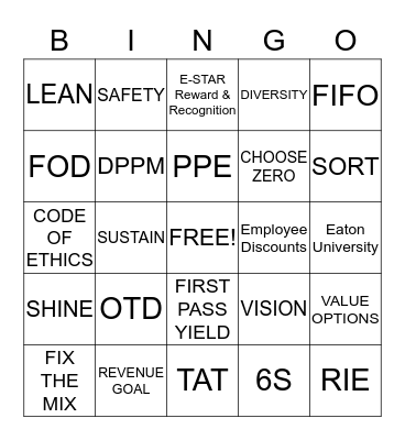 EATON BINGO Card