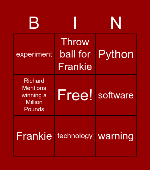 Ant and Richard Word Bingo Card