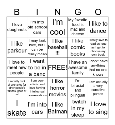 One thing about me no one knows but I wish they did. Bingo Card