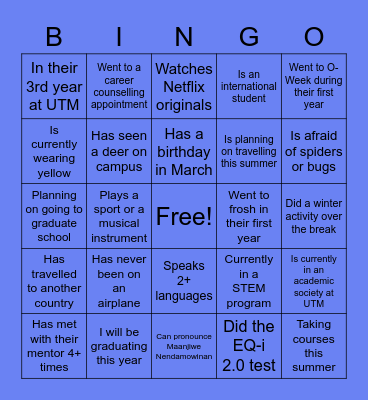 Mentorship Bingo Card