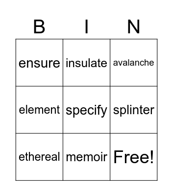 Nature At Work I Bingo Card