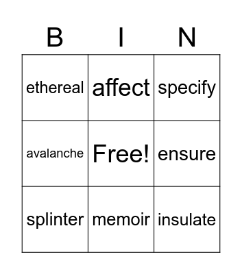 Nature At Work I Bingo Card