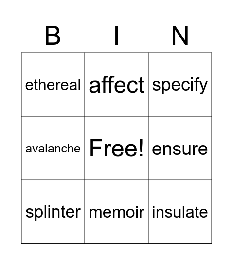 Nature At Work I Bingo Card