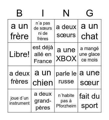 Trouve quelqu´un qui... Bingo Card