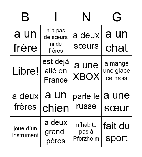 Trouve quelqu´un qui... Bingo Card