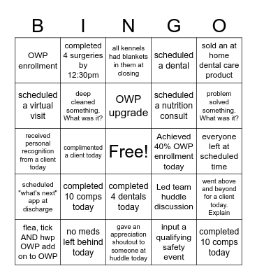 Banfield Bingo Card