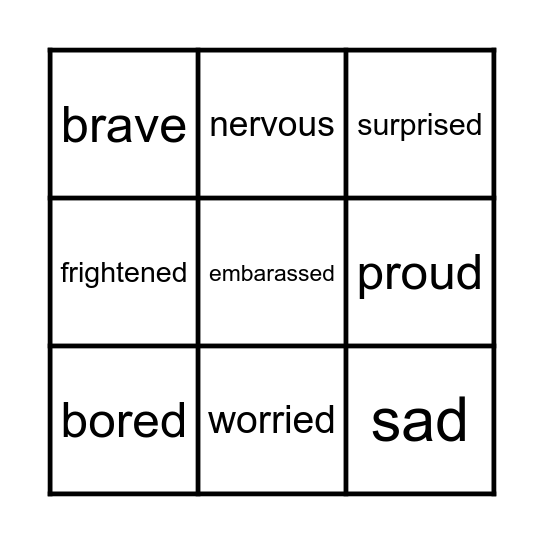 3C Emotions Bingo Card