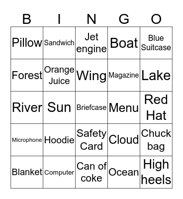 Airplane Bingo Card