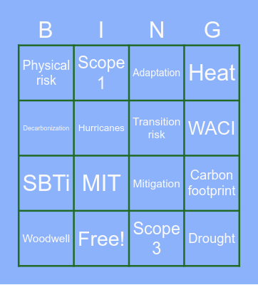 Net Zero Bingo Card