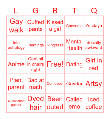 Lgbt bingo Card