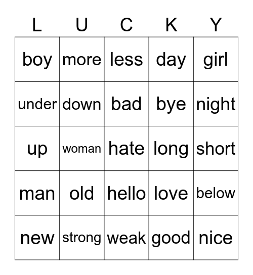 LUCKY GAME Bingo Card