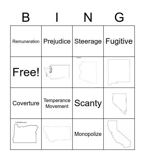 American Society/West Review Bingo Card