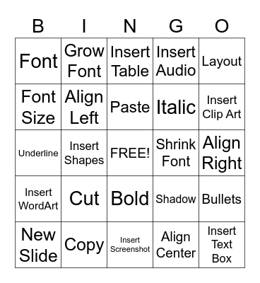 Microsoft Powerpoint Bingo Card