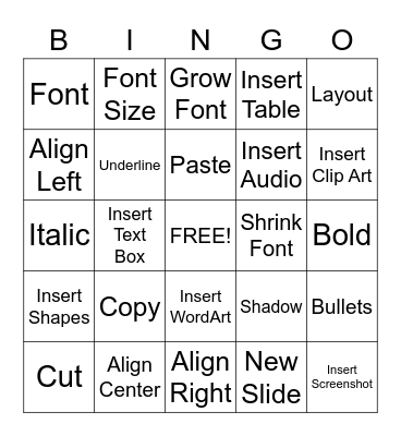 Microsoft Powerpoint Bingo Card