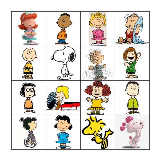 Peanuts Character Bingo Card