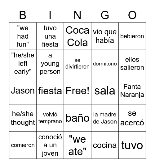 La madre de Jason Bingo Card