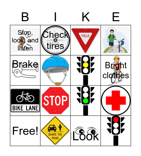 Bicycle Safety Bingo Card