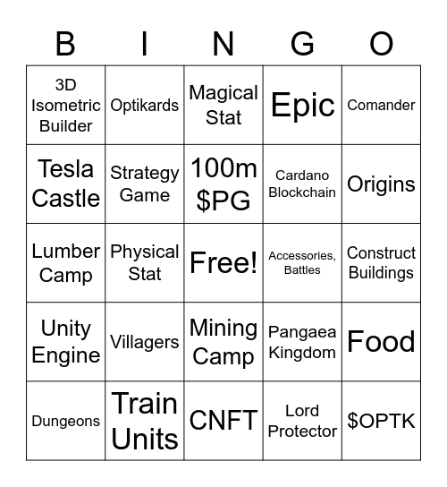 Pangea Bingo Card