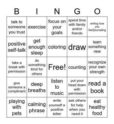 Coping Skills II Bingo Card