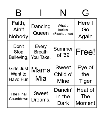 Diskobingo 80´ini Bingo Card