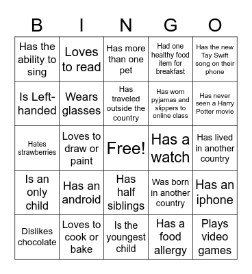 Ice-Ice Breaker! Bingo Card