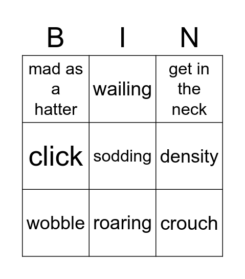 The Curious Incident of the Dog in the Night-Time Bingo Card