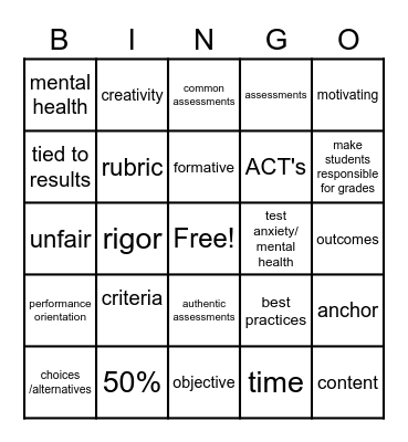 Grading Bingo Card