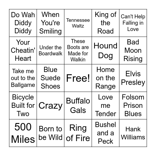 Music Bingo Card
