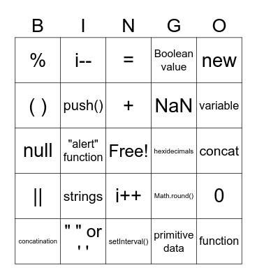 JavaScript Bingo Card