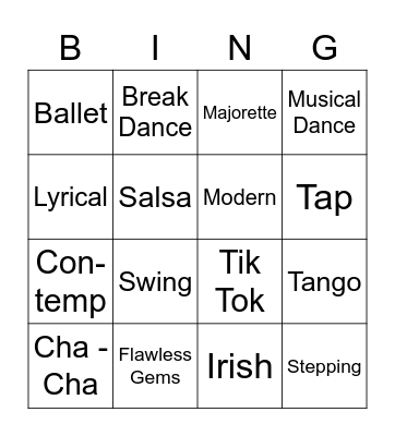 Flawless Gems Bingo Card