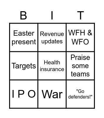 All Hands On Bingo Card