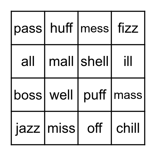 Bonus Letter Bingo Card