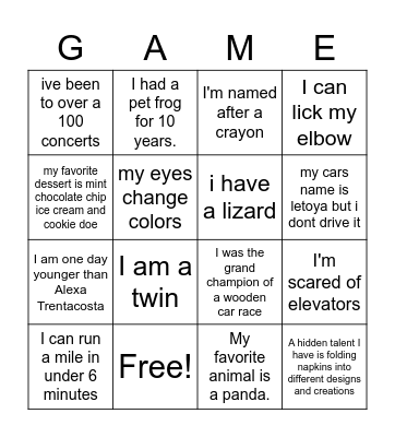 Junior Retreat #1 Bingo Card