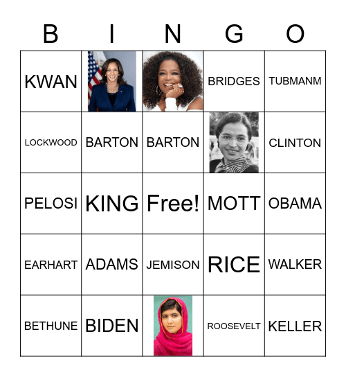 FAMOUS WOMEN Bingo Card