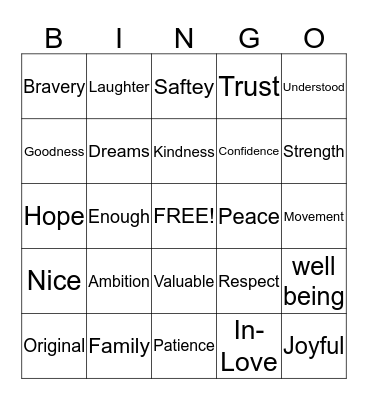 Empowerment Bingo Card