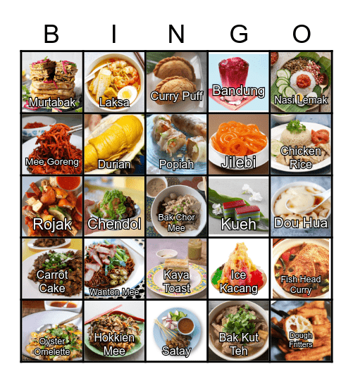 Hawker Food Bingo Card