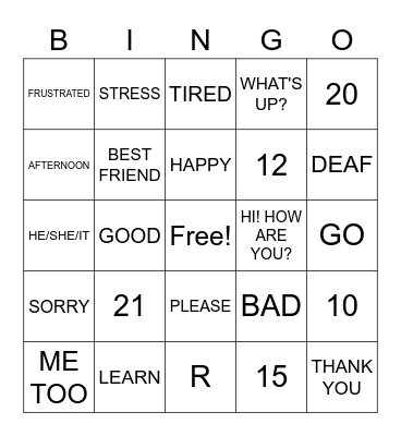 ASL BINGO Card