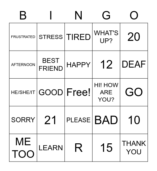 ASL BINGO Card