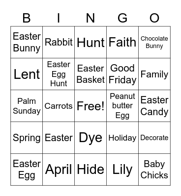 Easter Bingo Card