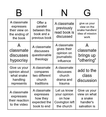 Snakes on Sand Mountian Bingo Card