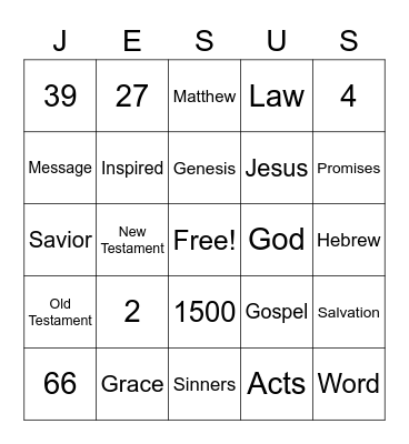 Bible Basics Bingo Card