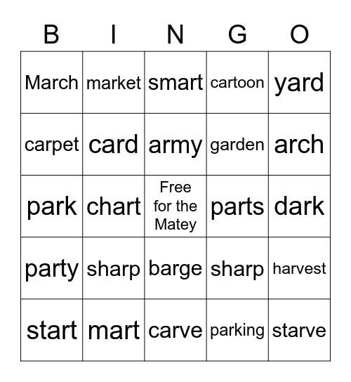 Pirate "ar" Bingo Card