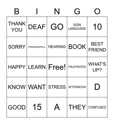 ASL BINGO Card