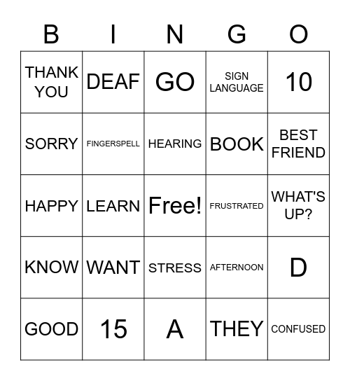 ASL BINGO Card